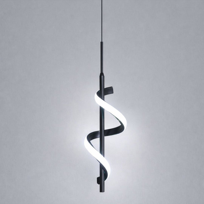 Black Spiral LED Pendant Light