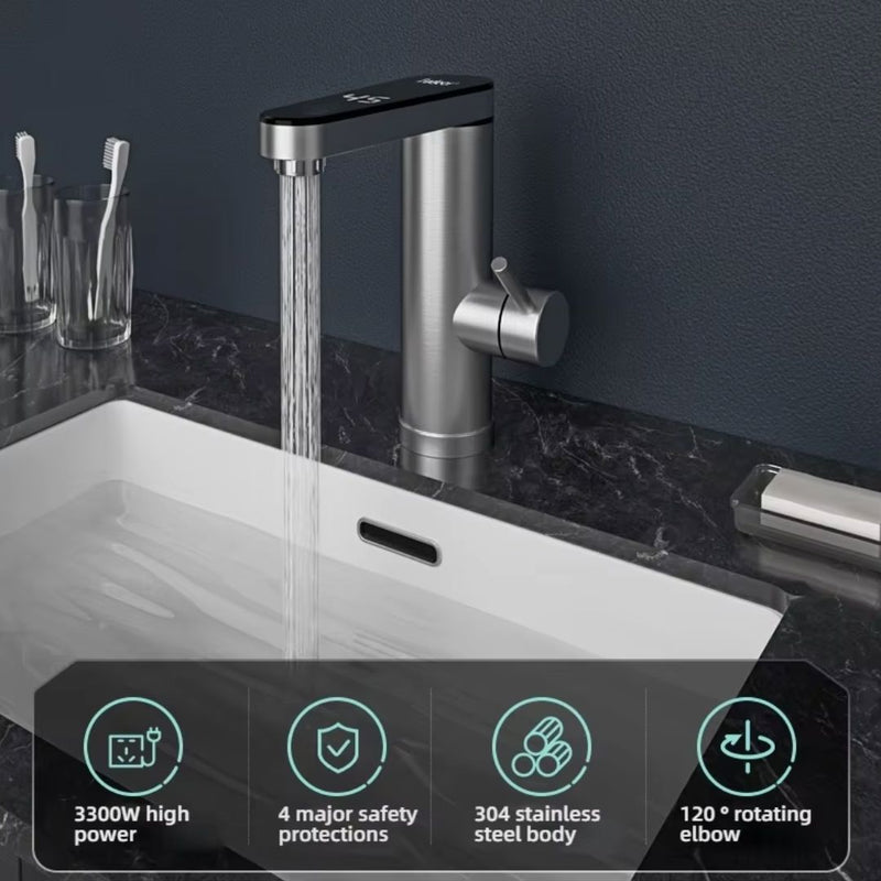 ThermoFlex Electric Instant Hot Water Tap with Touch LED Display – 220–240V