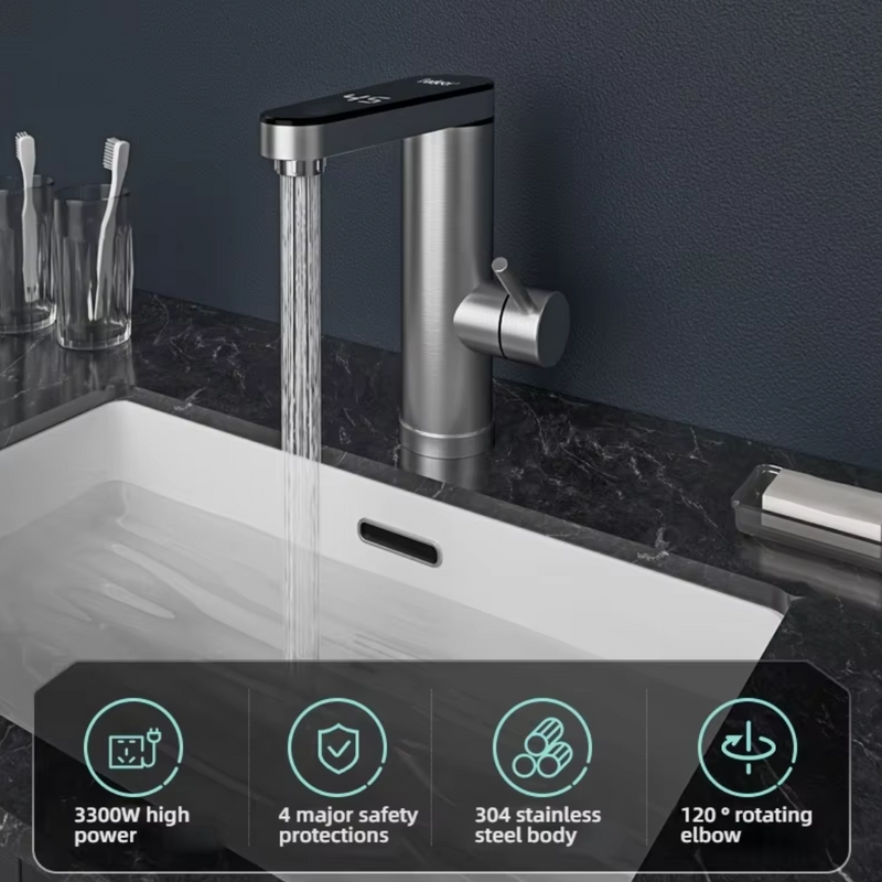 ThermoFlex Electric Faucet with Touch LED Display – 220V Instant Hot Water Tap