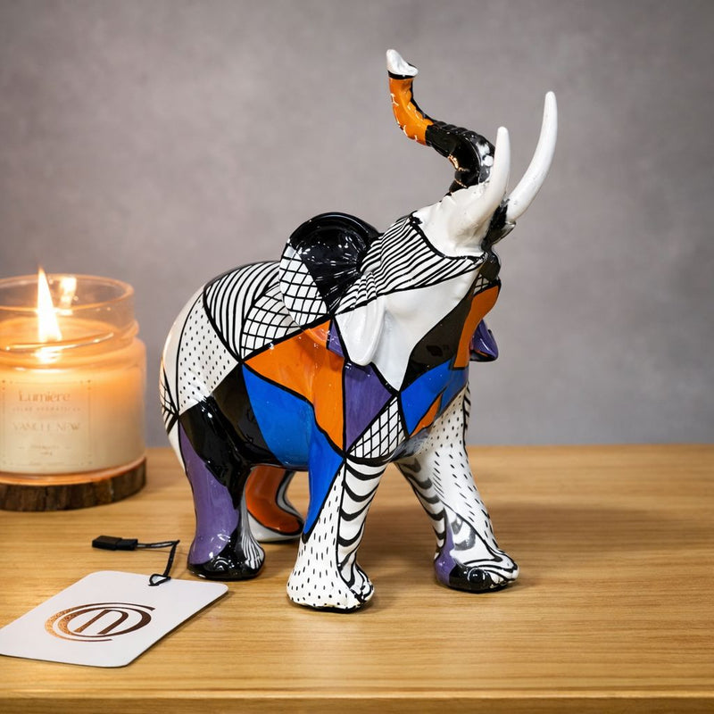 Mosaic Painted Elephant Sculpture
