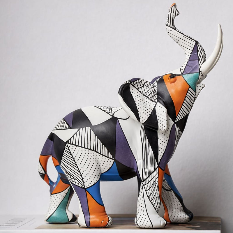 Mosaic Painted Elephant Sculpture