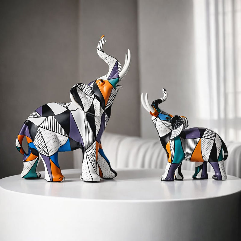 Mosaic Painted Elephant Sculpture