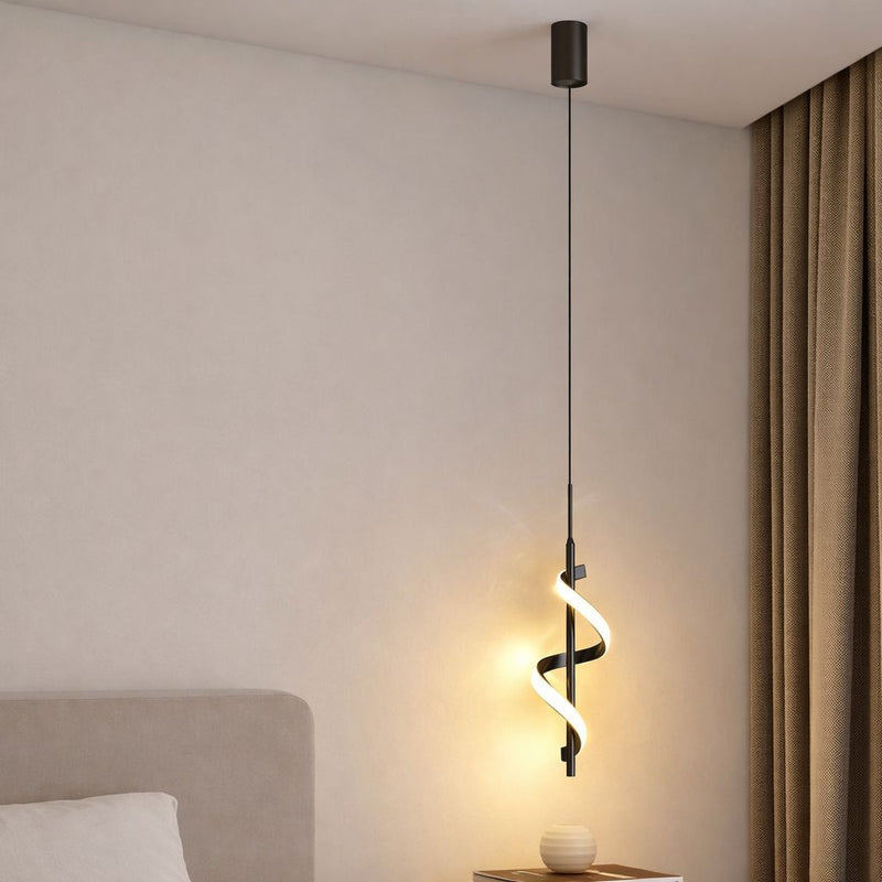 Black Spiral LED Pendant Light