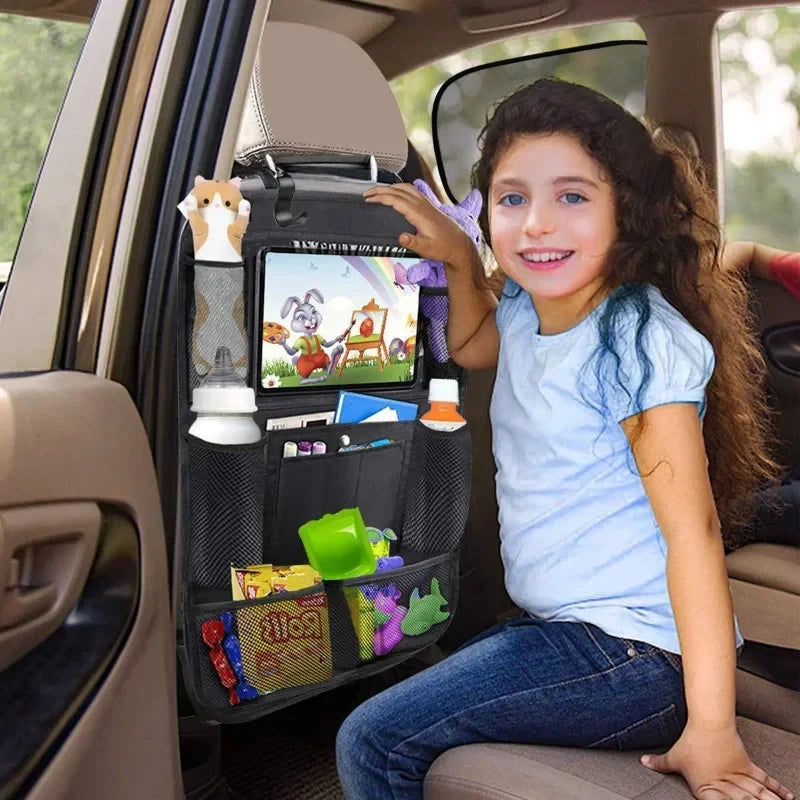 Multifunctional Car Seat Organizer – Oxford Fabric, Multi-Pocket & Tablet Holder