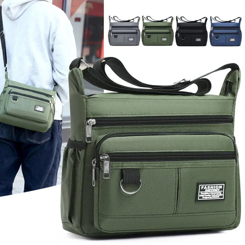 Men’s Large Crossbody Bag – Multi-Pocket Shoulder & Business Bag