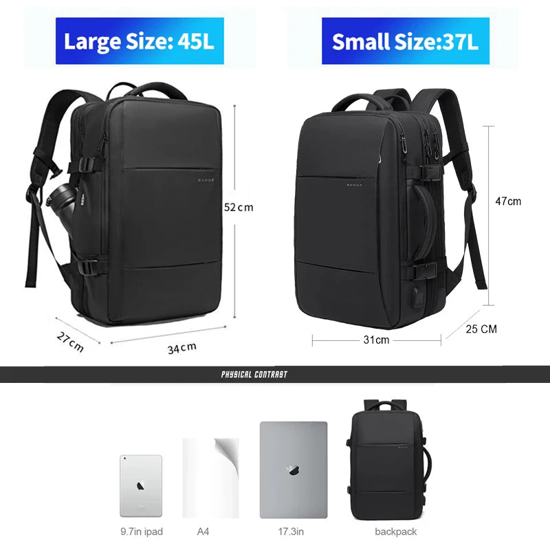 Expandable Travel Backpack for Men ā Large Capacity 17.3" Laptop & Business Backpack