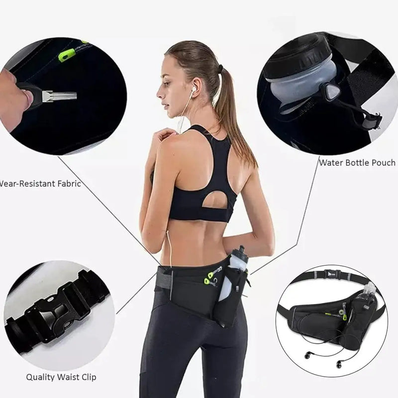 Sports Running Waist Bag – Adjustable Belt with Bottle Holder