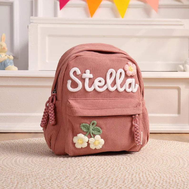 Personalized Kids Backpack – Custom Name, Corduroy & Toddler School Bag