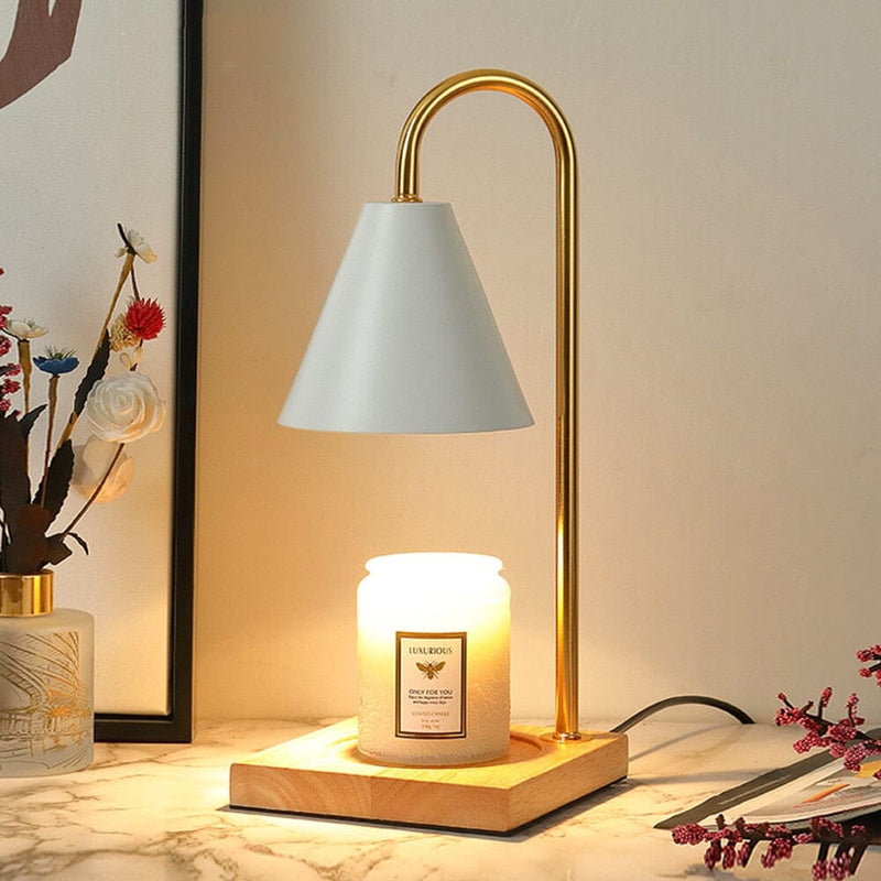 Modern Electric Candle Warmer Lamp with Wooden Base