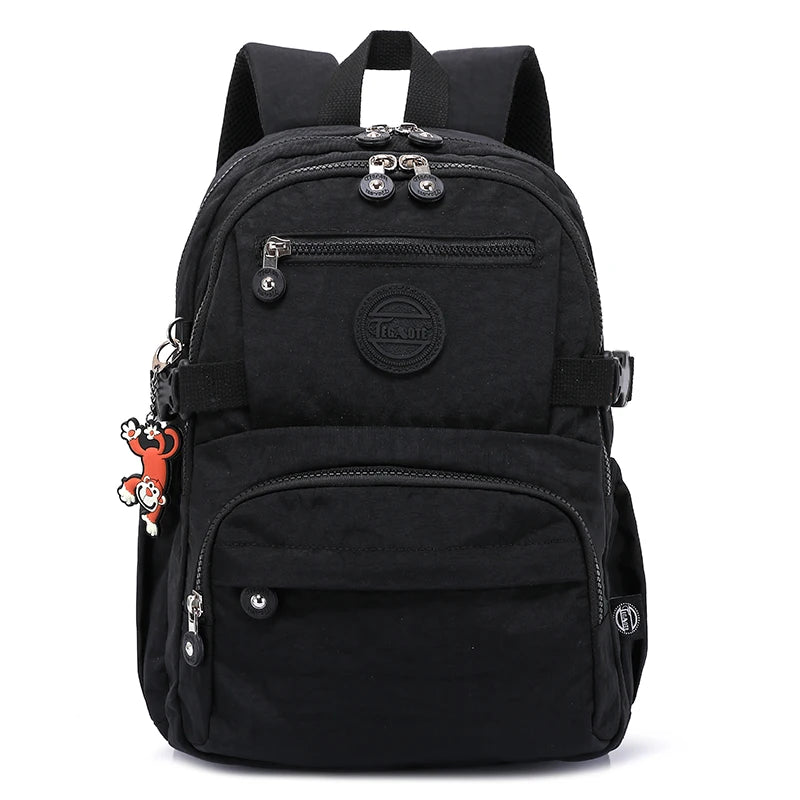 Waterproof Nylon Backpack for Women & Girls – Spacious Multi-Pocket Travel & School Bag
