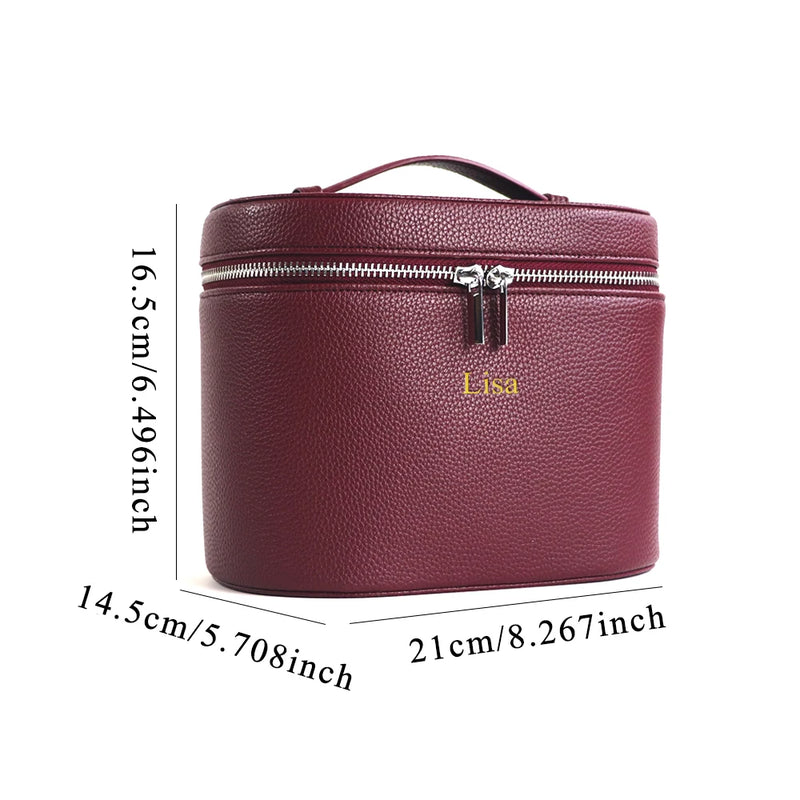 Personalized PU Leather Travel Cosmetic Bag – Large Capacity