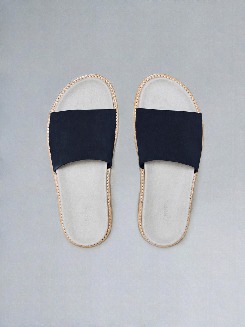Suede Slides in Navy