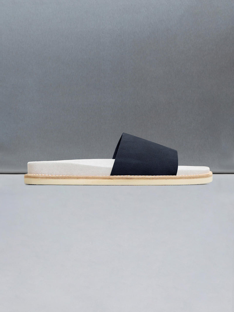 Suede Slides in Navy