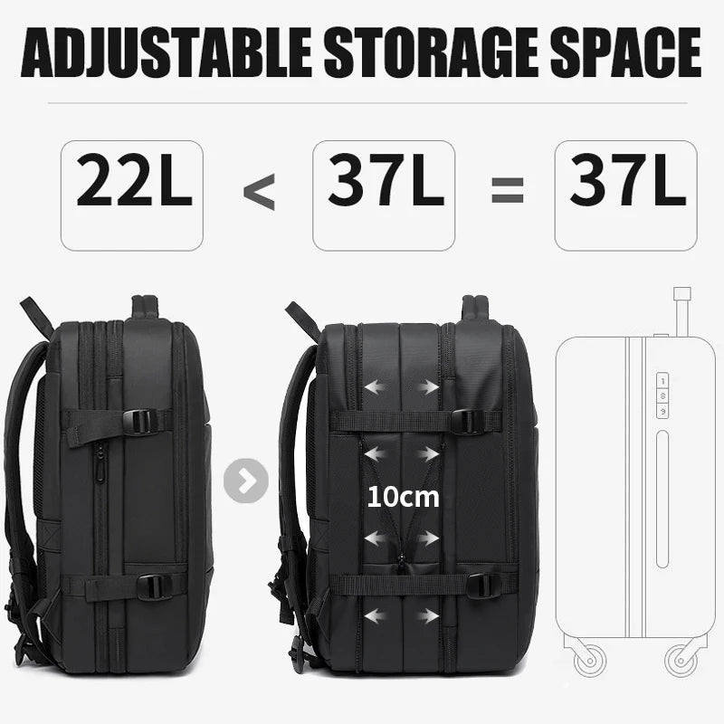 Expandable Travel Backpack for Men ā Large Capacity 17.3" Laptop & Business Backpack