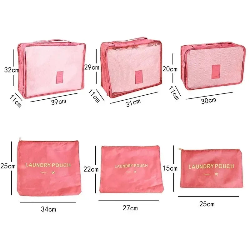 6-Pc Travel Packing Organizers – Foldable Suitcase Storage Bags