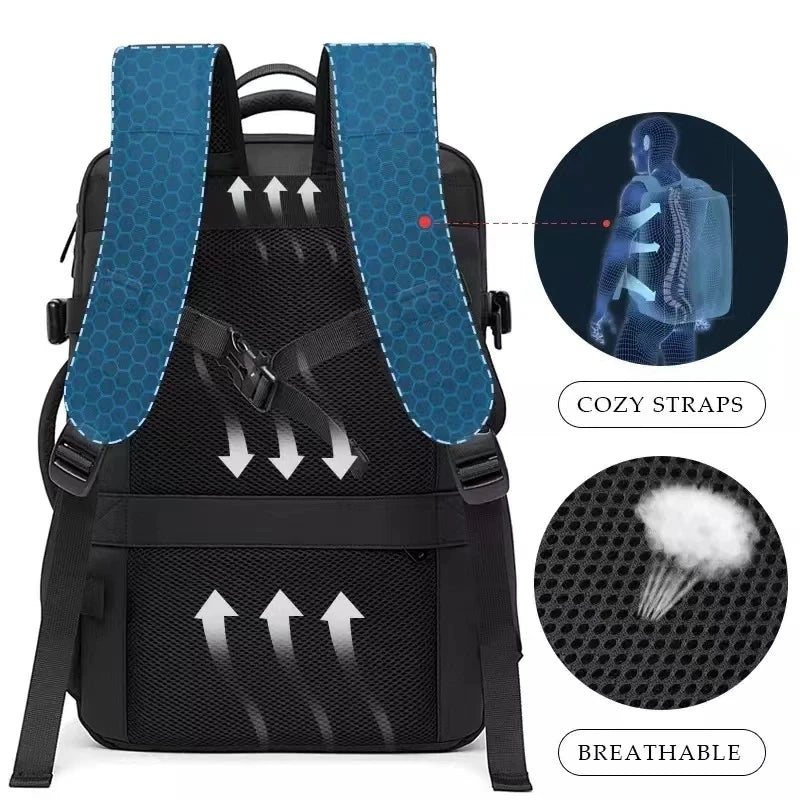 Expandable Travel Backpack for Men ā Large Capacity 17.3" Laptop & Business Backpack