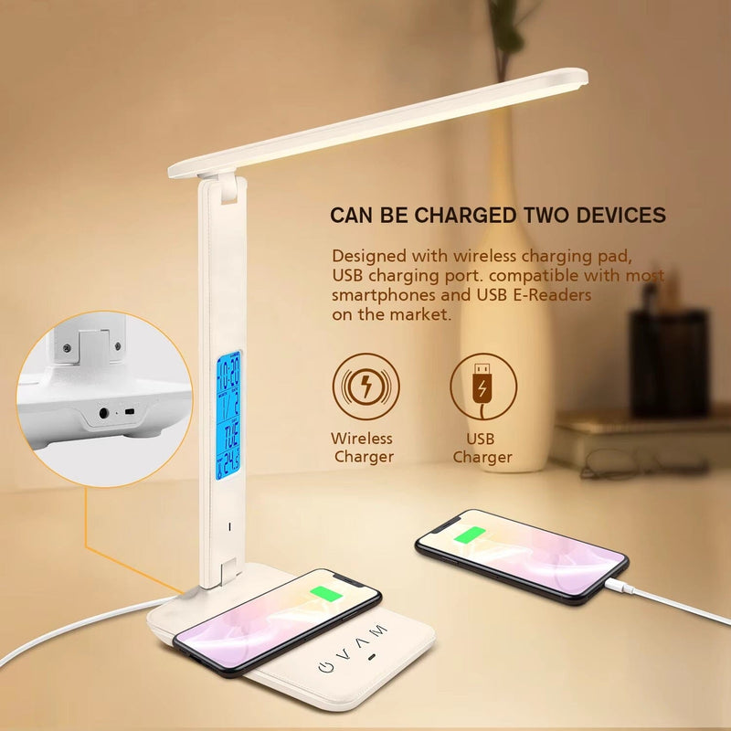 Adjustable LED Touch Desk Lamp with USB Charger & Colour Temperature Control