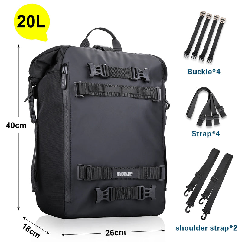 Rhinowalk Motorcycle Saddle Bag – Waterproof 10/20/30L Multifunctional Luggage