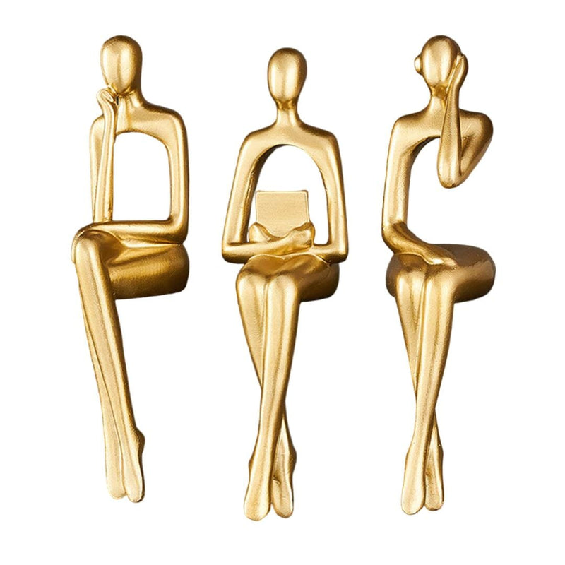Escultura Decorativa Abstrata Pensador Contemporâneo (Kit 03 Unidades) Resina - 0013 Conceito