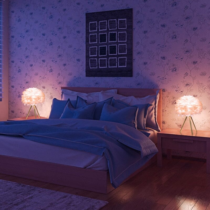 Luminária Abajour de Mesa Plumas luzes Conceito