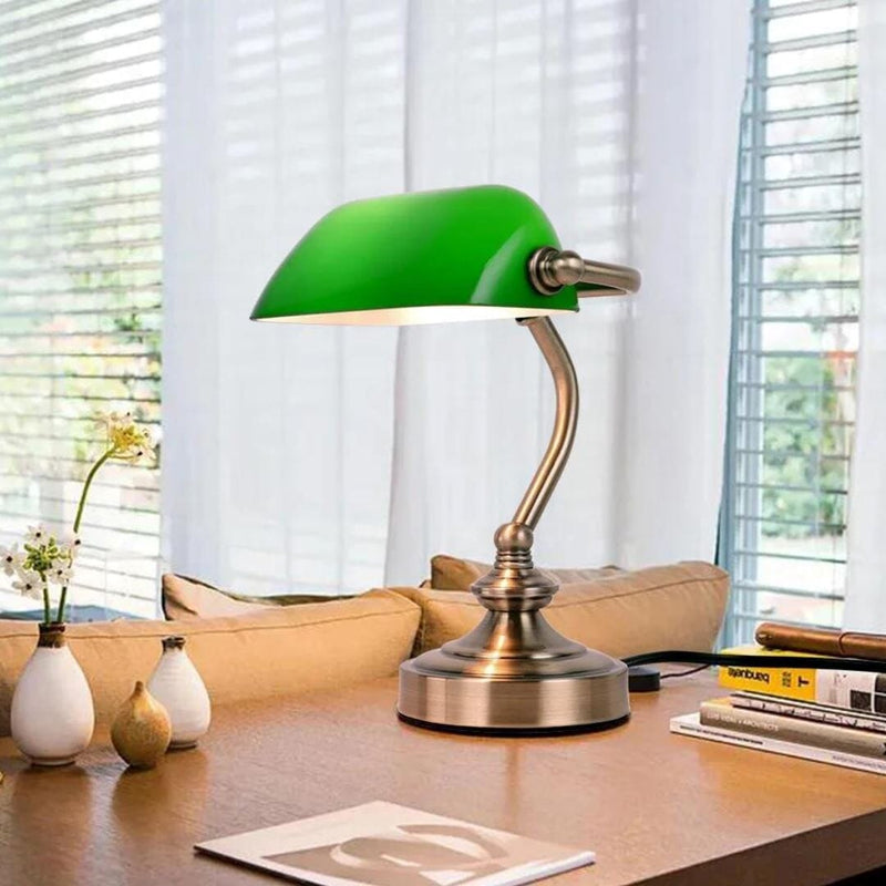 Luminária Abajur Banqueiro Retrô Vintage - Vidro Clássico Esmeralda Abajur - 0003 Conceito