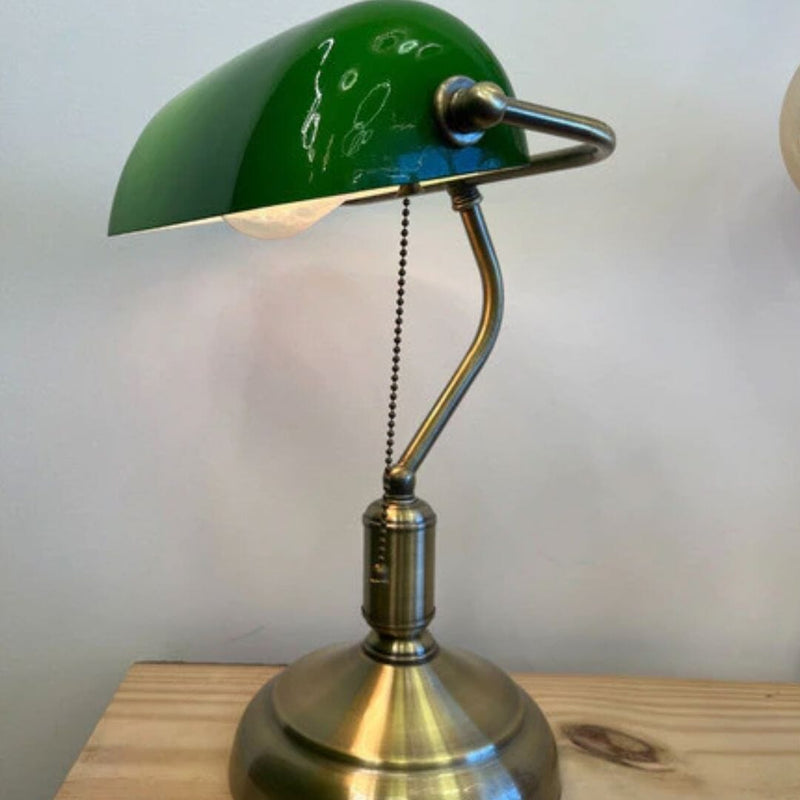 Luminária Abajur Banqueiro Retrô Vintage - Vidro Clássico Esmeralda Conceito