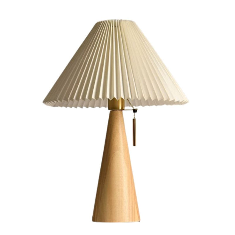 Luminária Abajur de Mesa Cogumelo Plissé de Madeira 50cm Conceito