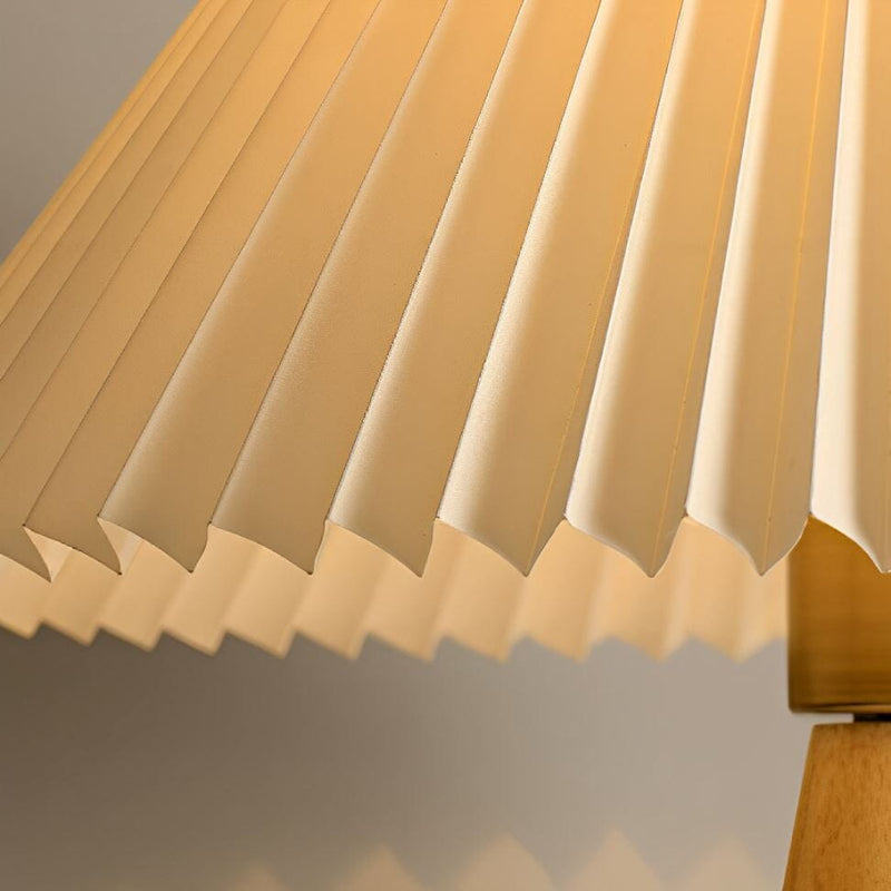 Luminária Abajur de Mesa Cogumelo Plissé de Madeira 50cm Conceito