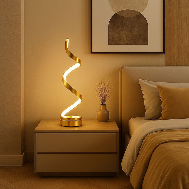 Luminária Abajur de Mesa Espiral Dourado Luna 45cm Abajur - 0025 Conceito