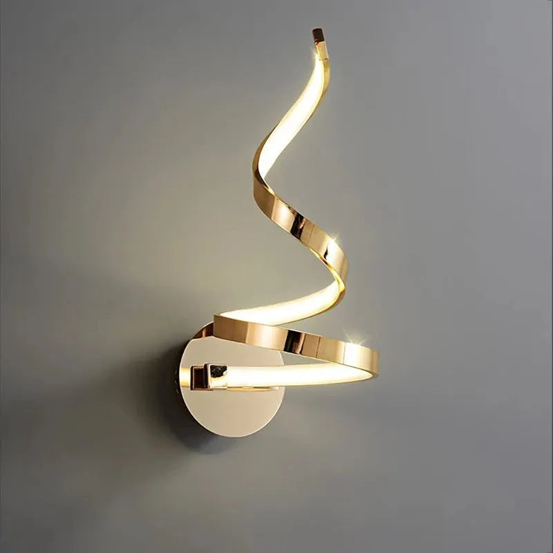 Luminária Arandela Minimalista em Espiral luzes Conceito Dourado Quente
