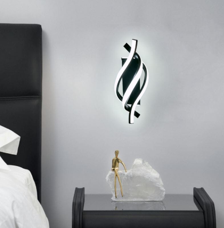 Luminária de Parede Espiral Triplo em Led luzes projeto-150 Preto Luz Fria