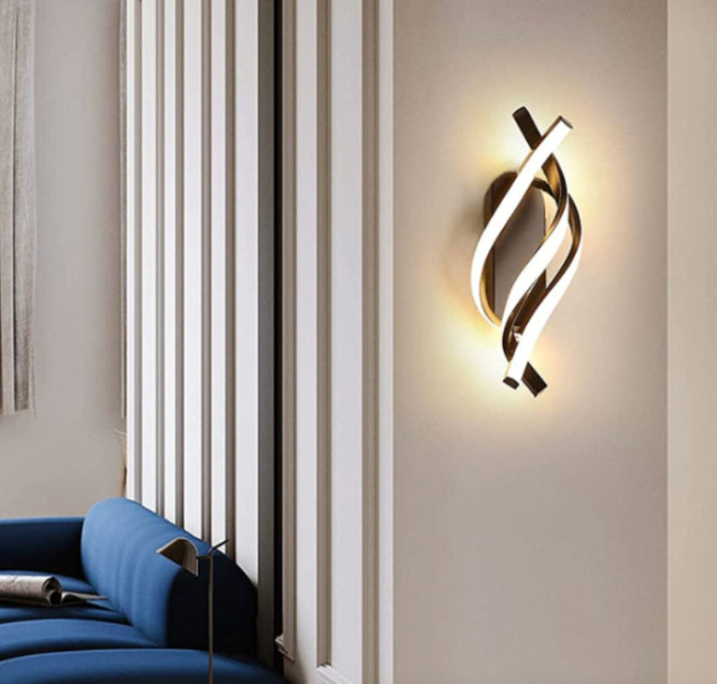 Luminária de Parede Espiral Triplo em Led luzes projeto-150 Preto Luz Quente