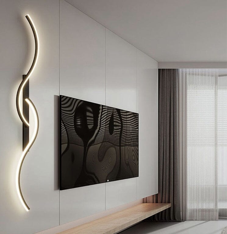 Luminária de Parede Onda Dupla luzes projeto-150 Preto 60cm