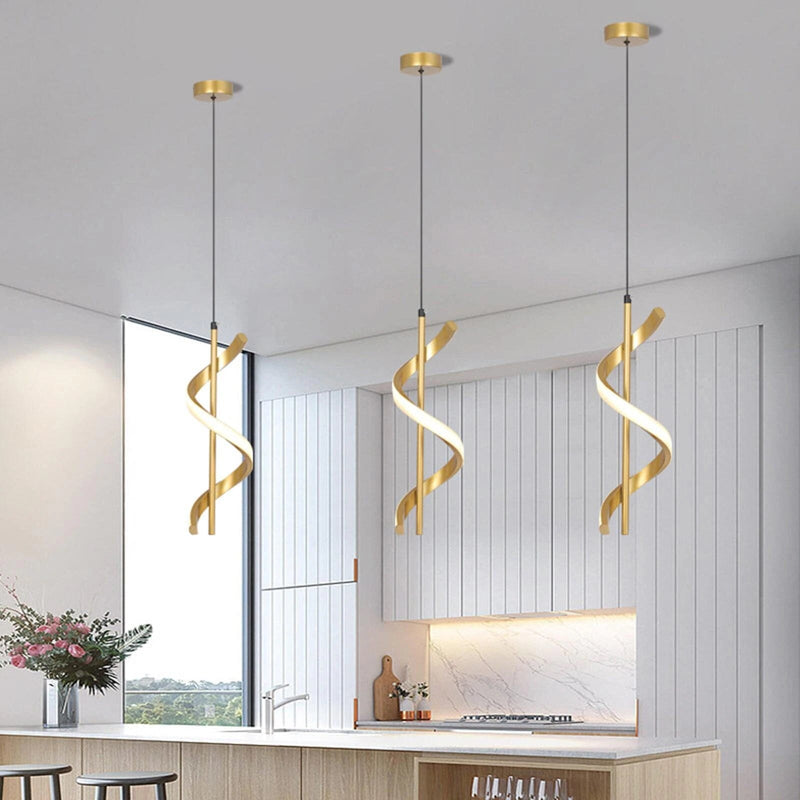 Gold Spiral LED Pendant Light
