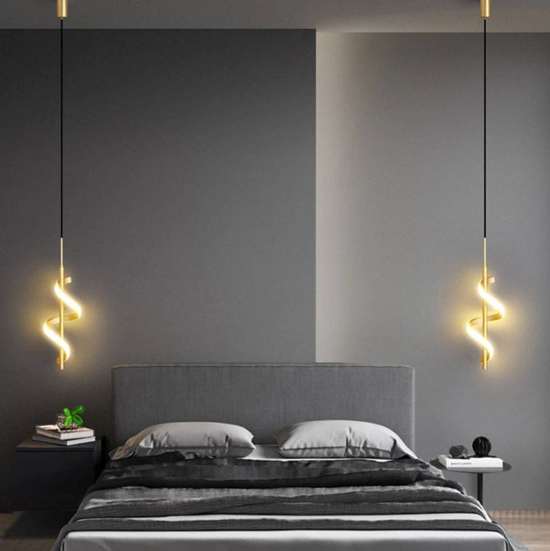 Gold Spiral LED Pendant Light