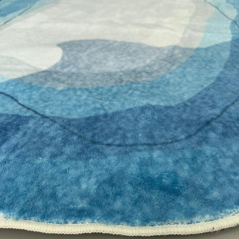 Tapete Decorativo Orgânico Abstrato Irregular para Sala - Azul Ondas Tapete - 0009 Conceito