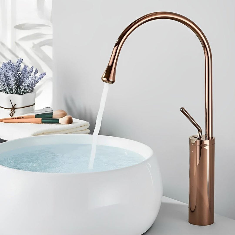 Torneira Minimalista Moderna Soft Room TorneiraLavabo - 0018 YuDome Rosê Gold