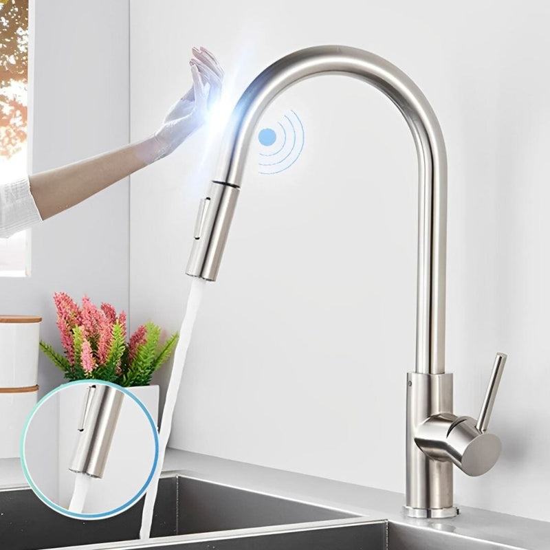 Torneira Minimalista Retrátil Smart Acionamento Touch TorneiraCozinha - 0013 YuDome Cinza