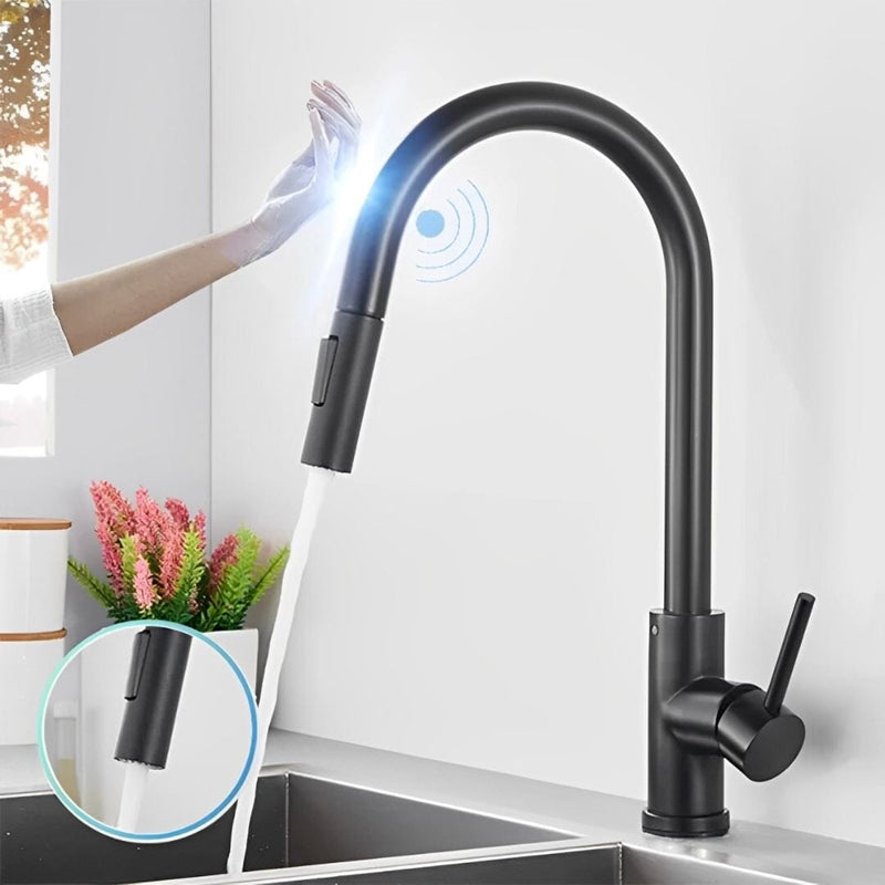 Torneira Minimalista Retrátil Smart Acionamento Touch TorneiraCozinha - 0013 YuDome Preto