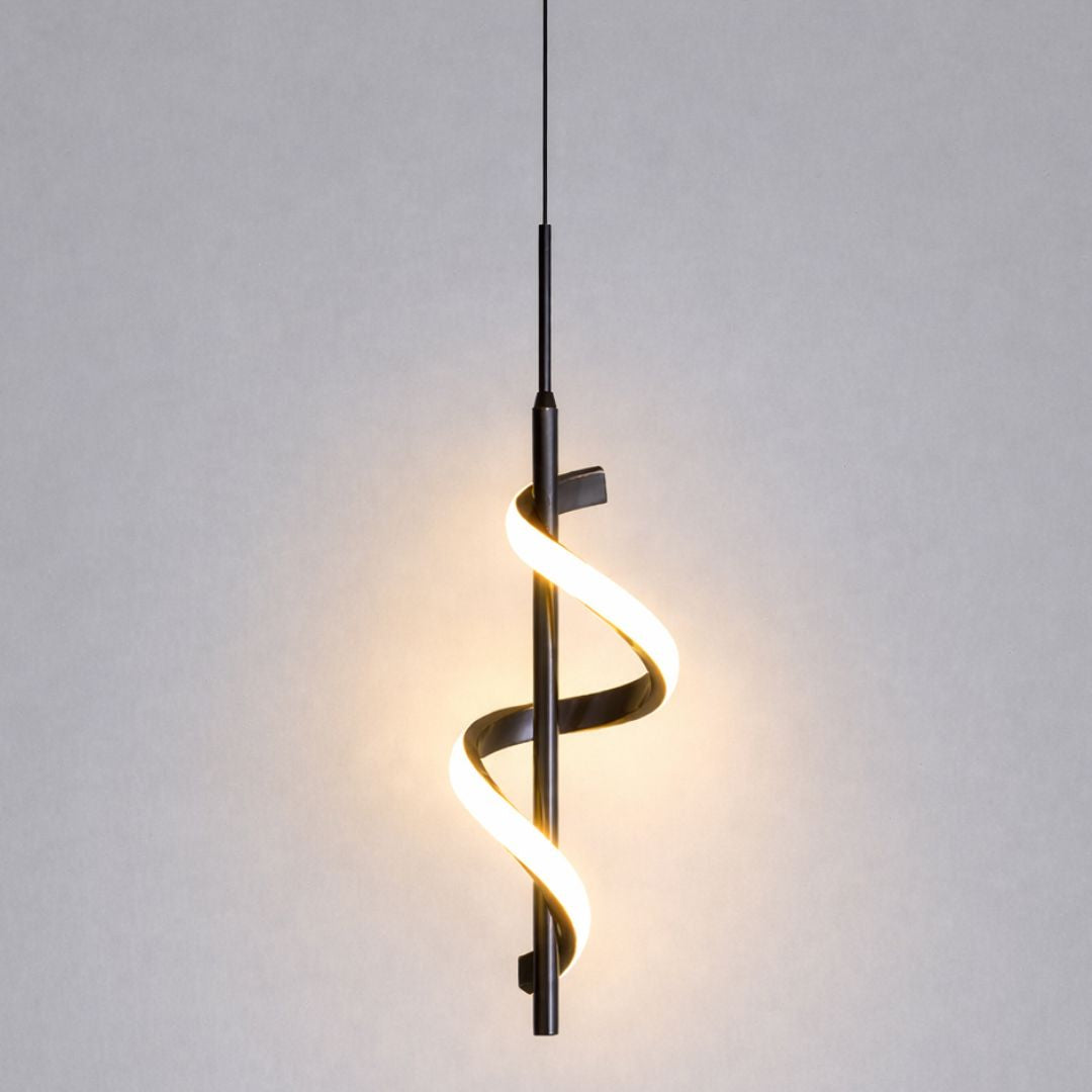 Black Spiral LED Pendant Light