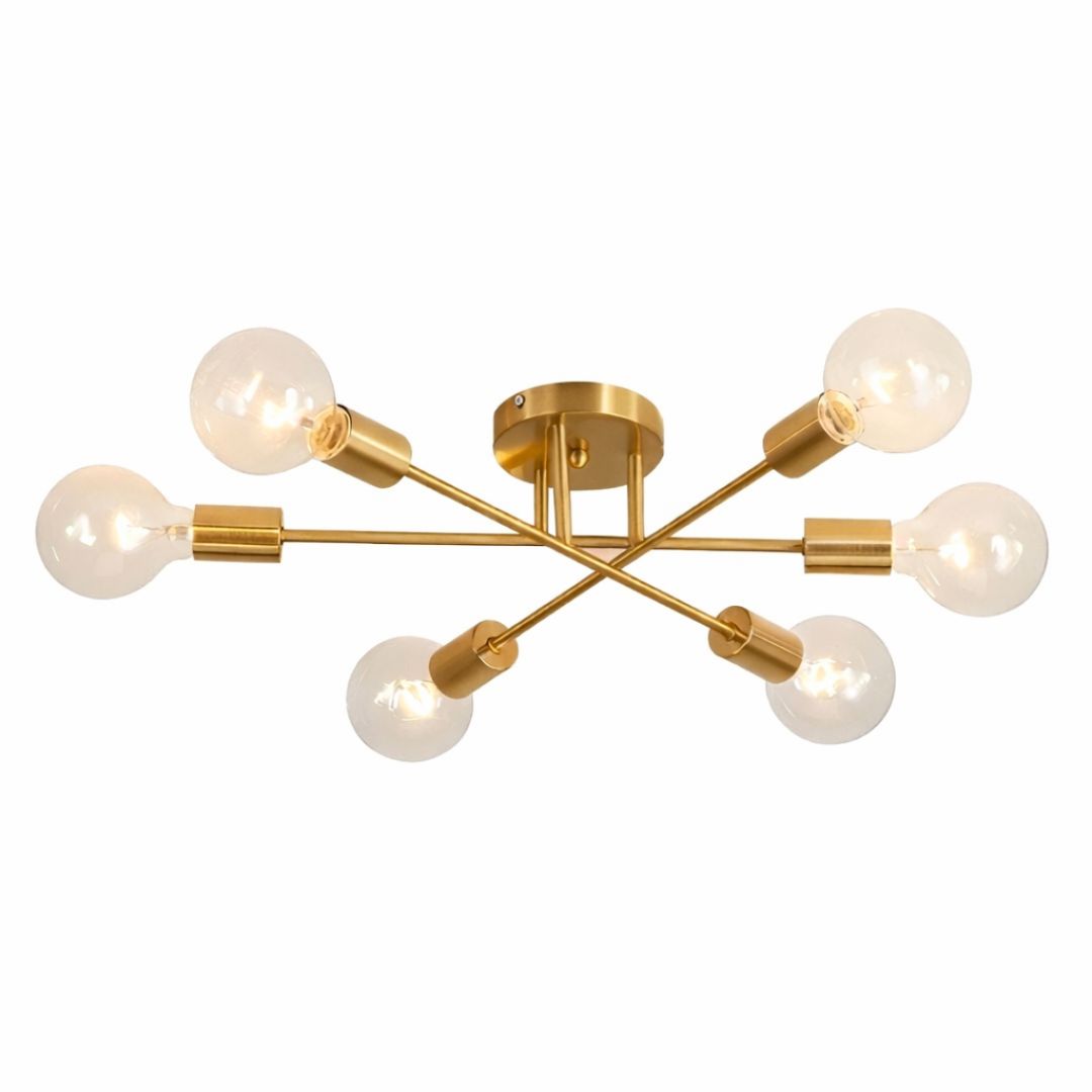 Sputnik Gold Ceiling Light – Modern 6-Light Chandelier with Adjustable Arms