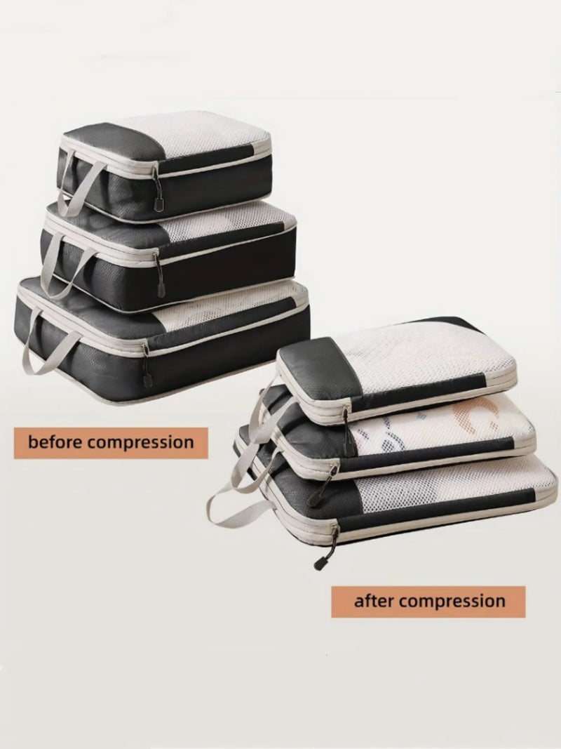 3-Piece Compression Packing Cubes | Waterproof Suitcase Organizers