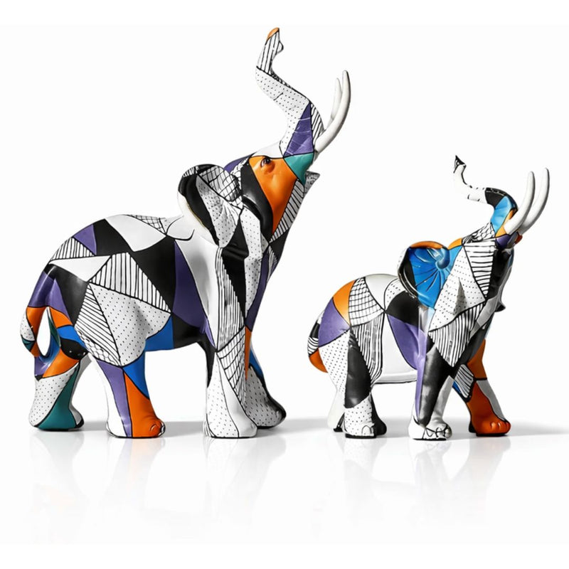 Mosaic Painted Elephant Sculpture