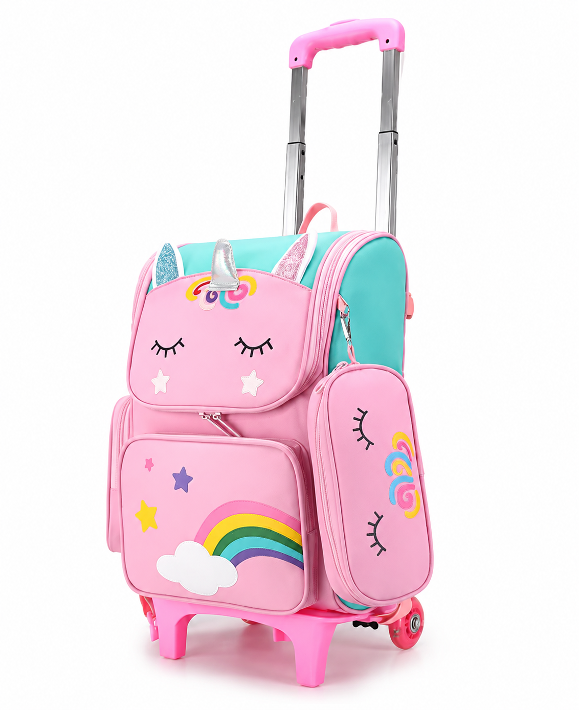 Unicorn Wheeled Backpack With Wheels Rolling For Kids
