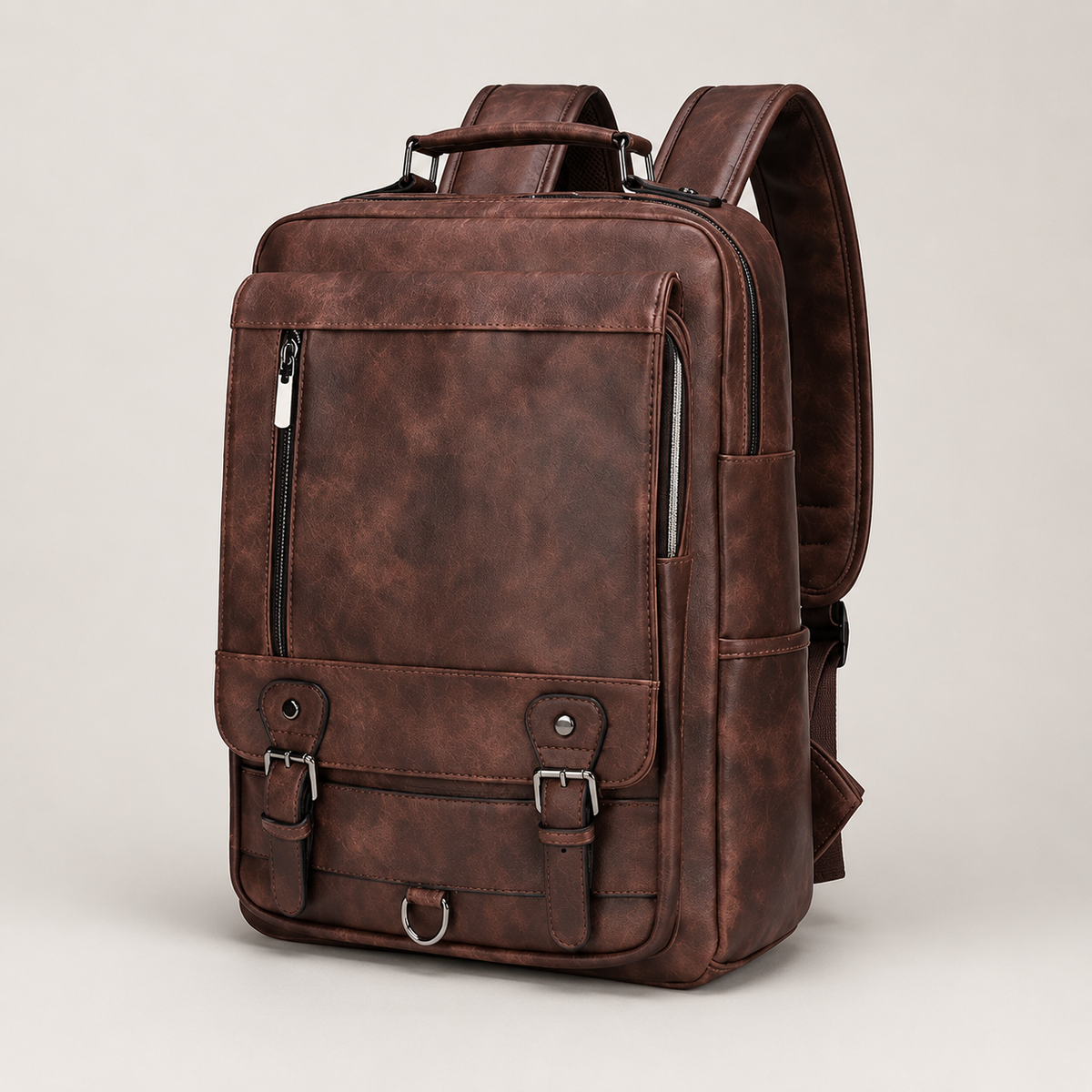 Luxury Brand Man Leather Casual Solid Daypacks Travel Large Capacity Backpack Students 14 inches Laptop School Bag Men