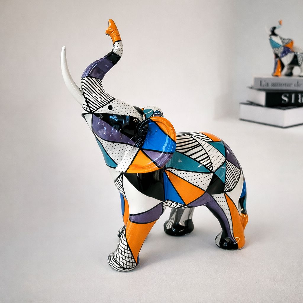 Mosaic Painted Elephant Sculpture
