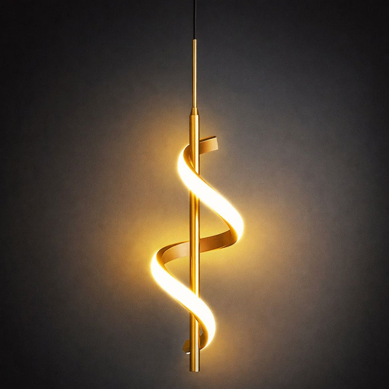 Gold Spiral LED Pendant Light