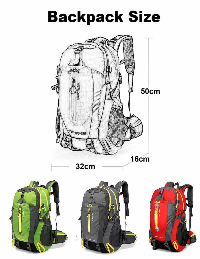 40L Lightweight Hiking Backpack – Water-Resistant Outdoor Travel & Camping Daypack