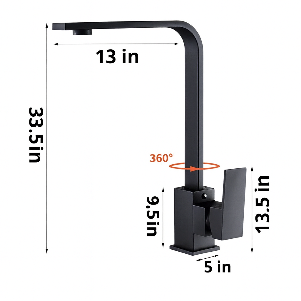 FlexHydra 360° Single Handle Kitchen Faucet – Stainless Steel