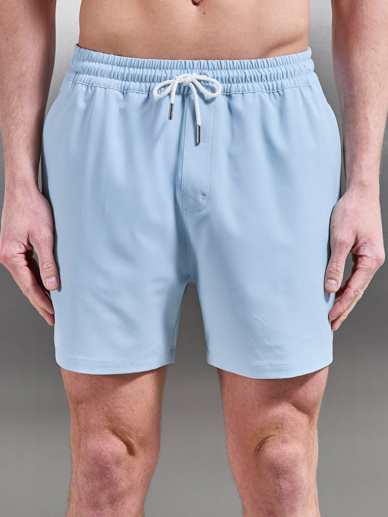 Essential Drawstring Swim Short in Soft Blue